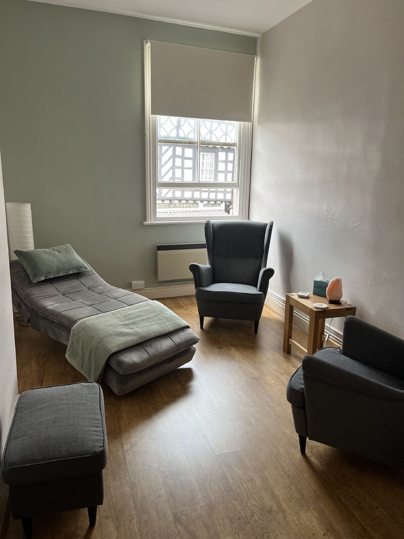 A calm professional therapy room in Warwick